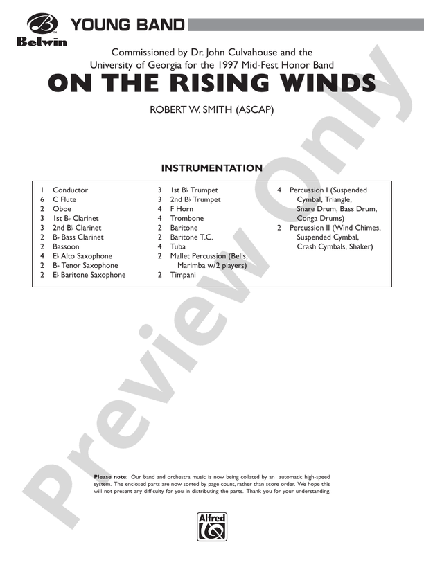 On the Rising Winds - Concert Band Conductor Score & Parts (Digital Download)