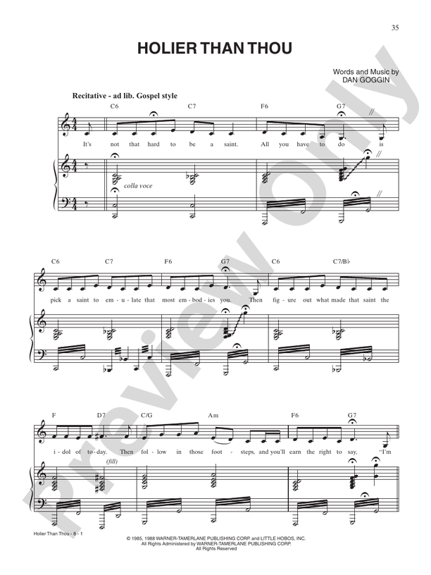 Holier Than Thou (from Nunsense) - PVG (Digital Download)