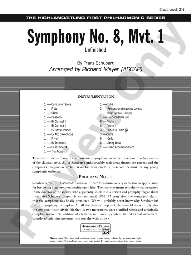 Symphony No. 8, Mvt. 1 – Full Orchestra Conductor Score & Parts (Digital Download)