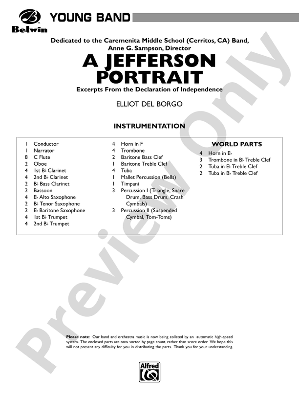 A Jefferson Portrait - Concert Band Conductor Score & Parts (Digital Download)