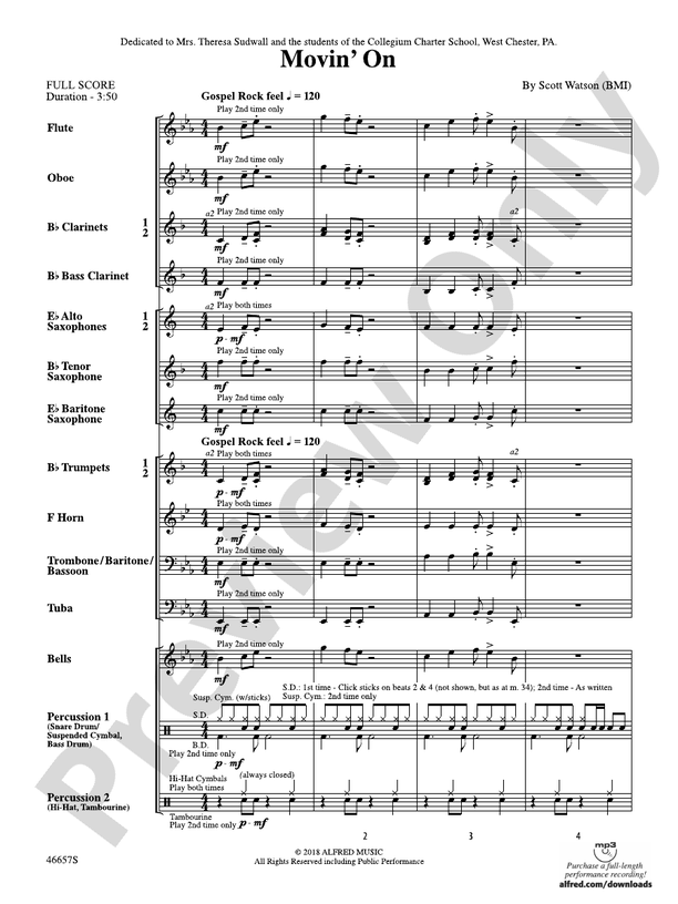 Movin' On - Concert Band Conductor Score & Parts (Digital Download)