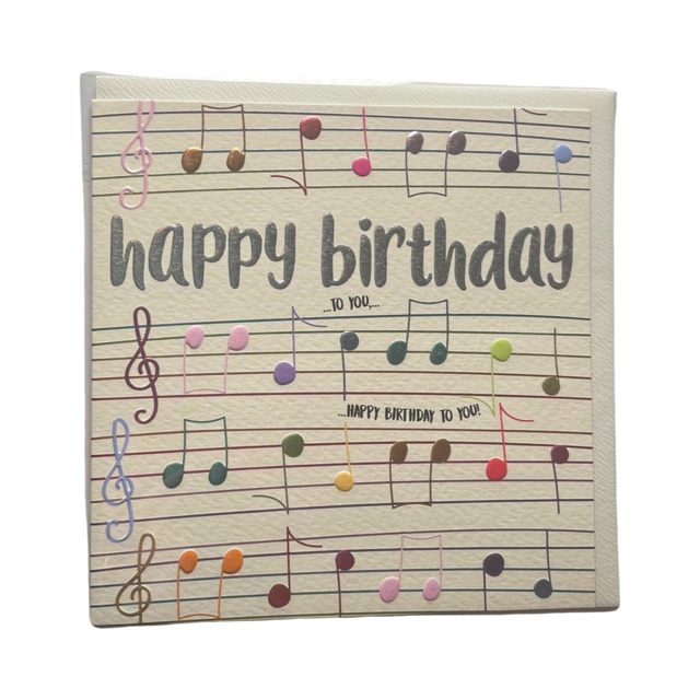 Greeting Card - Happy Birthday to You with Colourful Gilded Music Notes