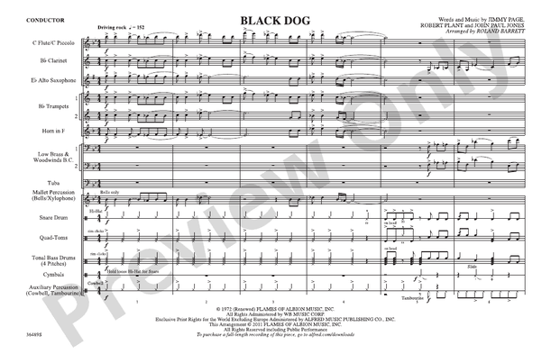 Black Dog – Marching Band Conductor Score & Parts (Digital Download)
