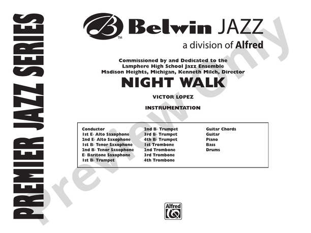 Night Walk - Jazz Ensemble Conductor Score & Parts (Digital Download)