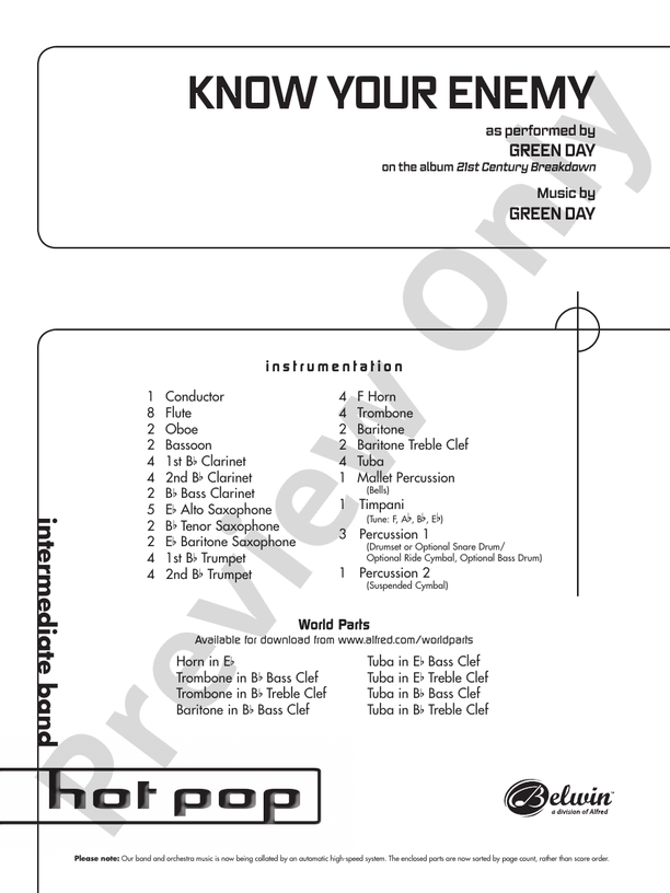 Know Your Enemy - Concert Band Conductor Score & Parts (Digital Download)