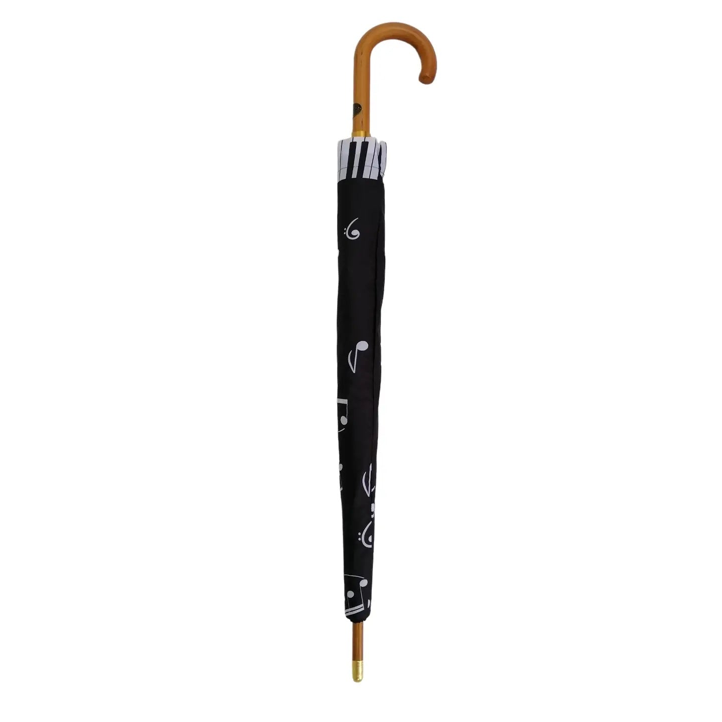 Black Umbrella with White Grand Piano, Notes and Keyboard