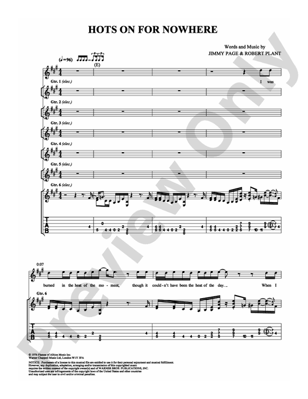 Hots On For Nowhere - Guitar TAB (Digital Download)