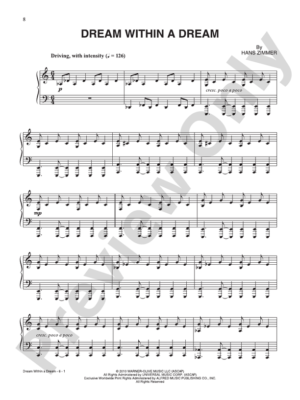 Dream Within a Dream (from "Inception") - Piano Digital Download)