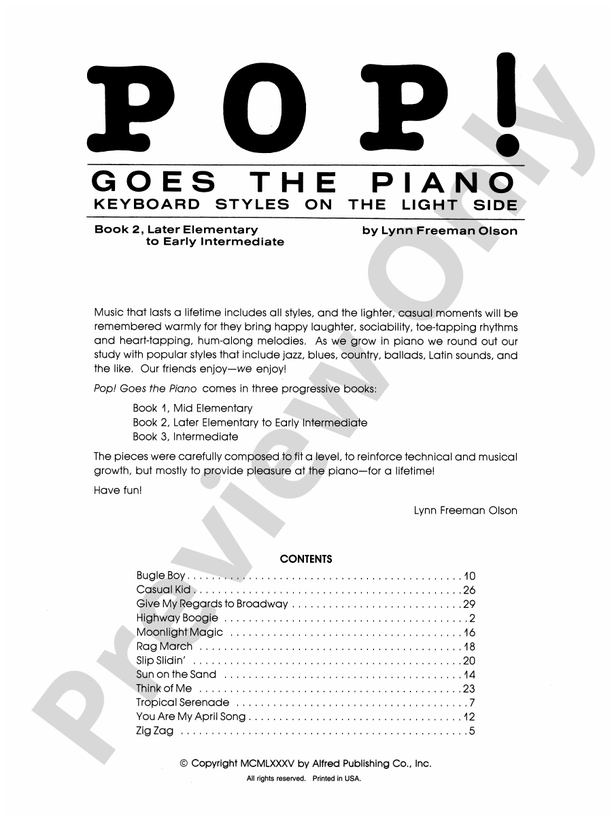 Pop! Goes the Piano, Book 2 : Keyboard Styles on the Light Side - Piano (Digital Download)