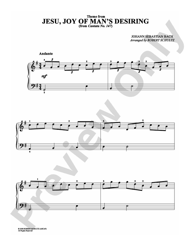 Bach - Jesu, Joy of Man's Desiring (Arr. Robert Schultz) - Easy Piano (Digital Download)