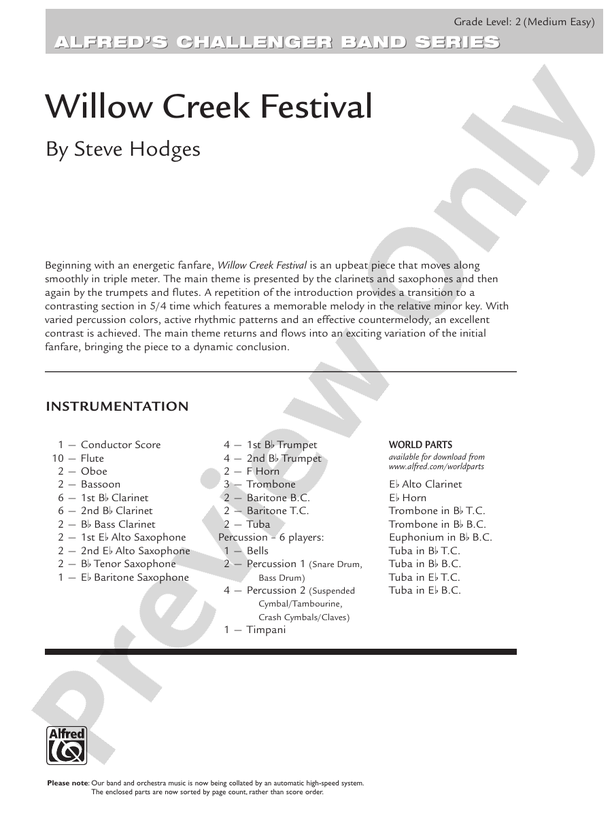Willow Creek Festival - Concert Band Conductor Score & Parts (Digital Download)