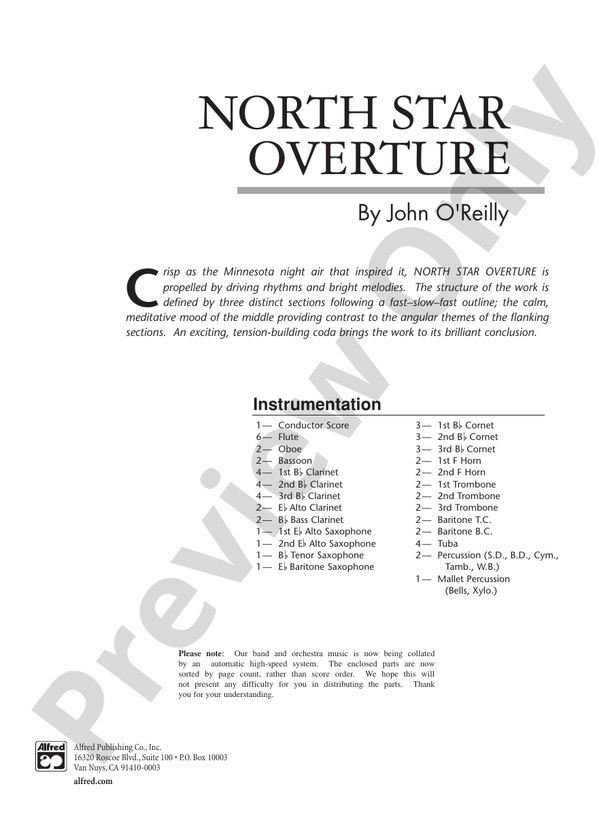 North Star Overture - Concert Band Conductor Score & Parts (Digital Download)