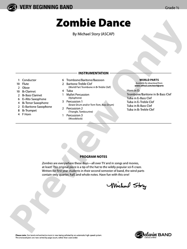 Zombie Dance - Concert Band Conductor Score & Parts (Digital Download)