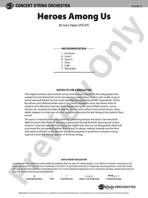 Heroes Among Us - String Orchestra Conductor Score & Parts (Digital Download)