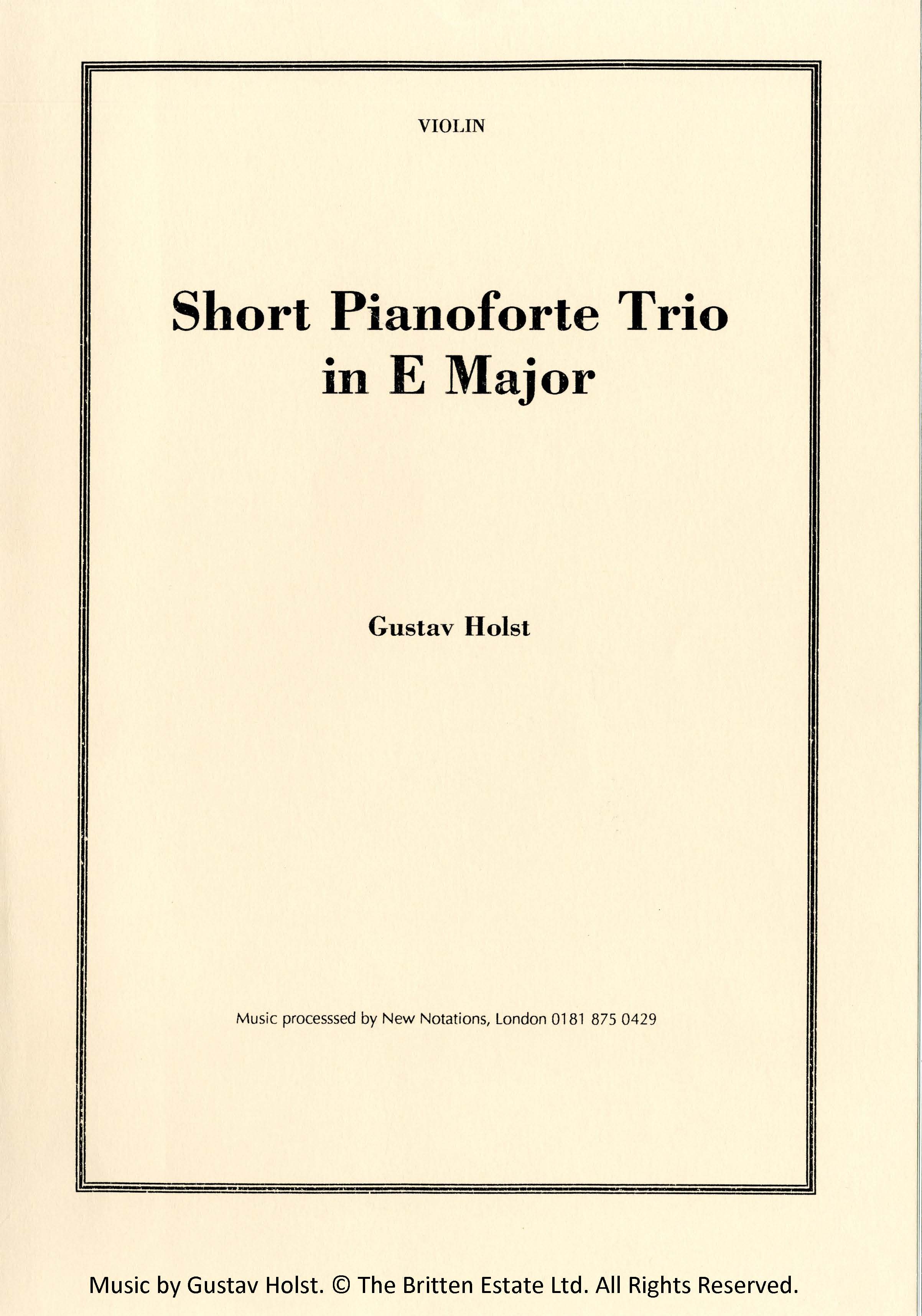 Short Pianoforte Trio in E Major - Violin Part (Digital Download)
