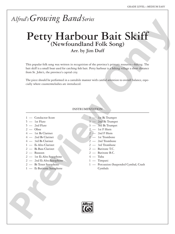 Petty Harbour Bait Skiff - Concert Band Conductor Score & Parts (Digital Download)