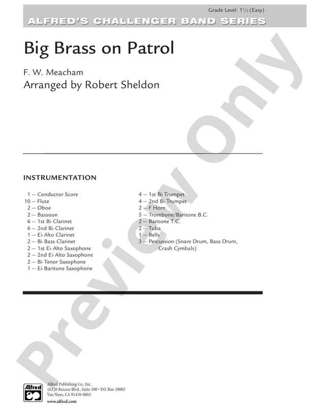 Big Brass on Patrol - Concert Band Conductor Score & Parts (Digital Download)