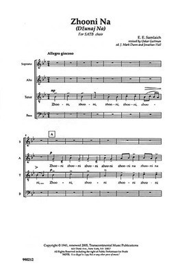 Zhooni Na - SATB Hal Leonard Choral Score Octavo