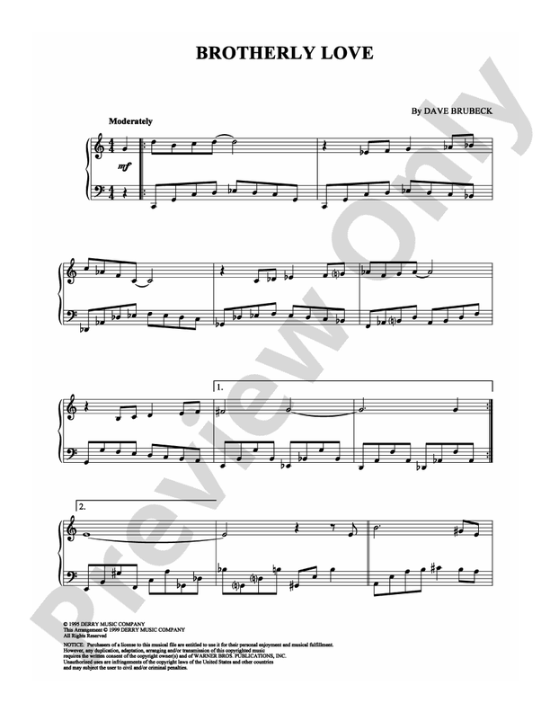 Brotherly Love - Piano (Digital Download)