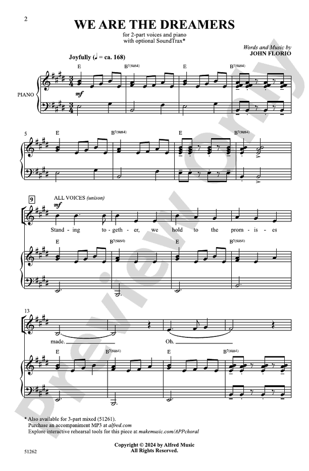 We Are the Dreamers - 2 Part Treble Choral Octavo (Digital Download)