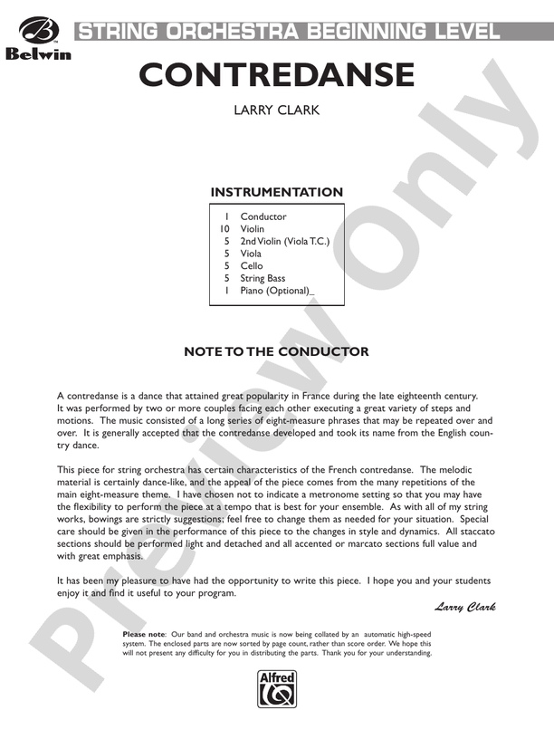 Contredanse – String Orchestra Conductor Score & Parts (Digital Download)