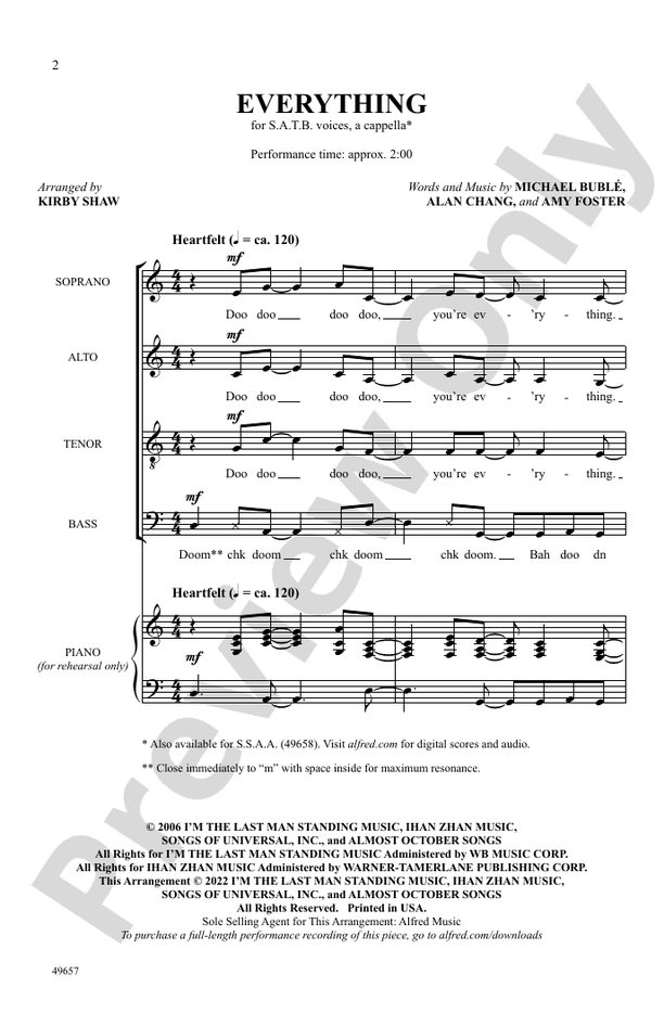 Everything - SATB, a cappella Choral Octavo (Digital Download)