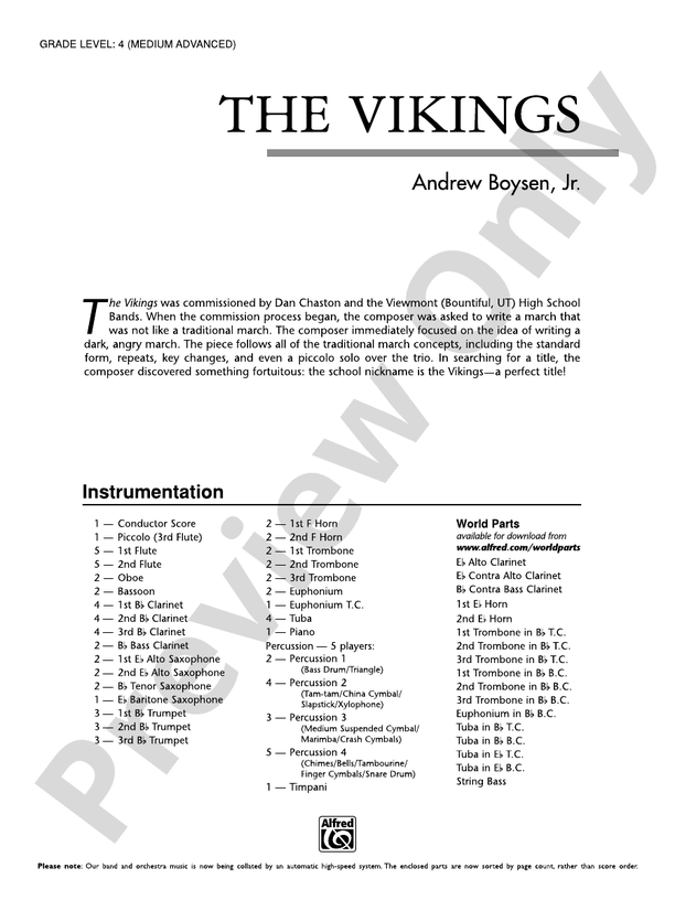 The Vikings - Concert Band Conductor Score & Parts (Digital Download)