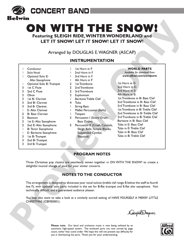 On with the Snow! - Concert Band Conductor Score & Parts (Digital Download)