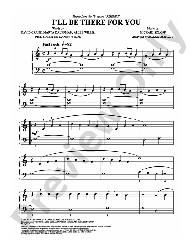 I'll Be There For You - Arr. Robert Schultz - Easy Piano (Digital Download)