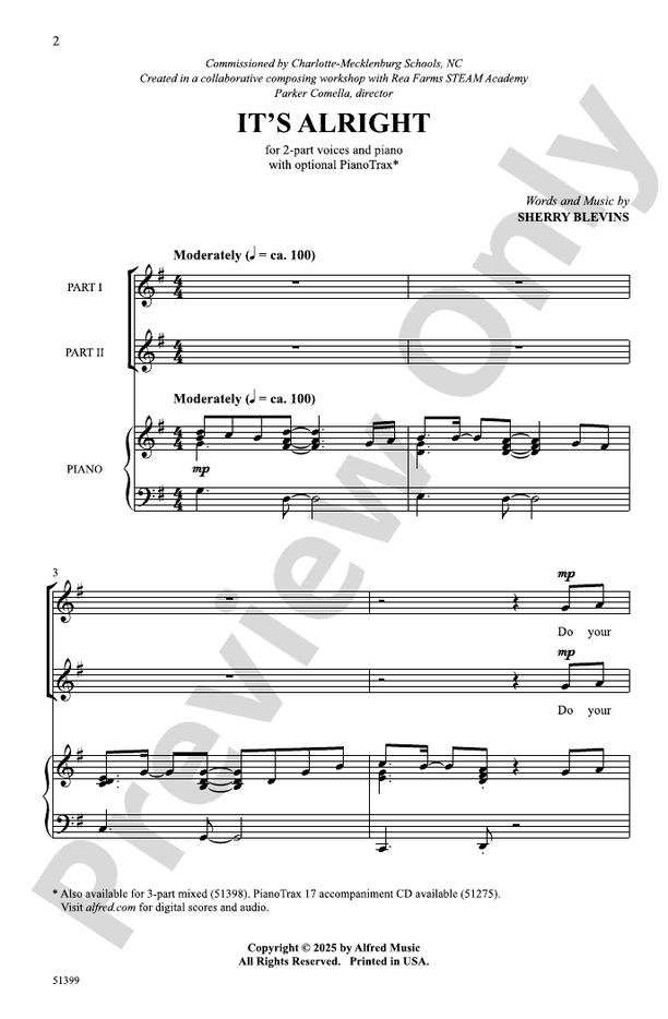 It's Alright - 2 Part Treble Choral Octavo (Digital Download)