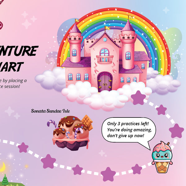 Unicorn Adventure A3 Music Practice Chart by Musically Gifted