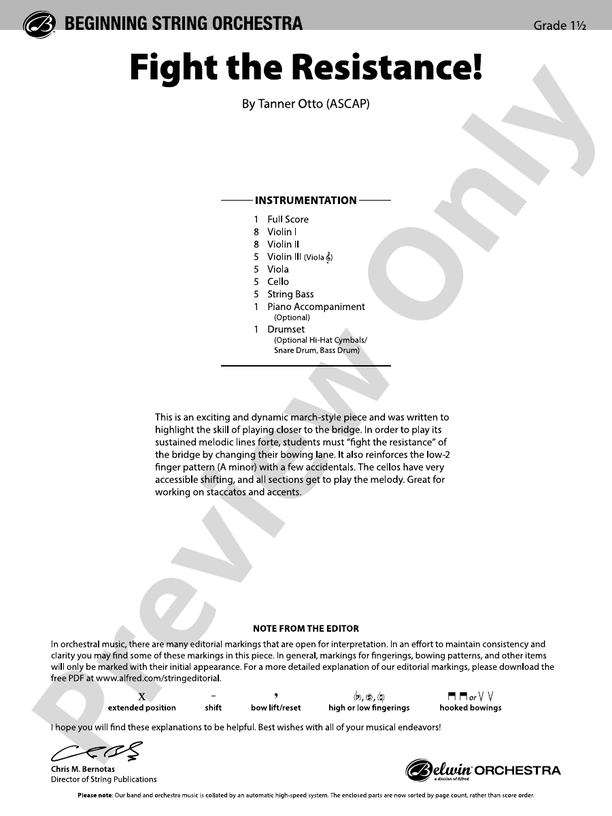 Fight the Resistance! - String Orchestra Conductor Score & Parts (Digital Download)