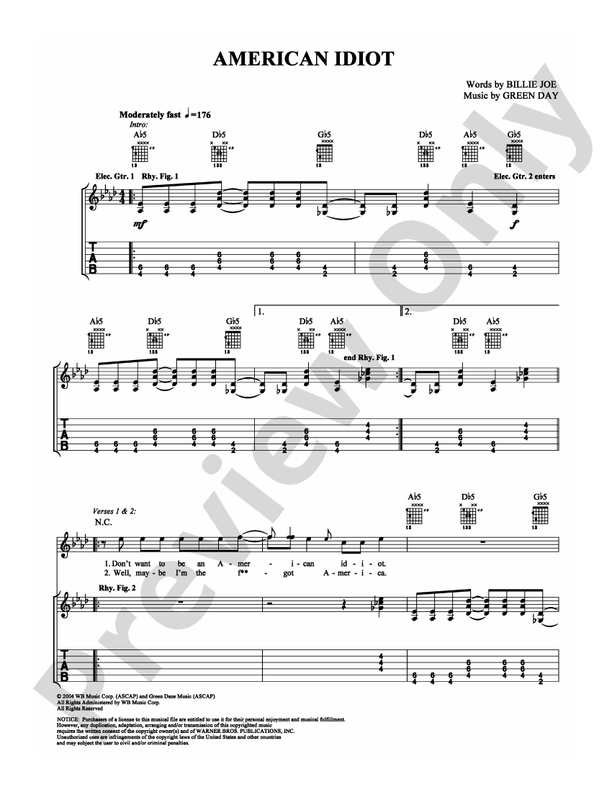 American Idiot - Guitar TAB (Digital Download)
