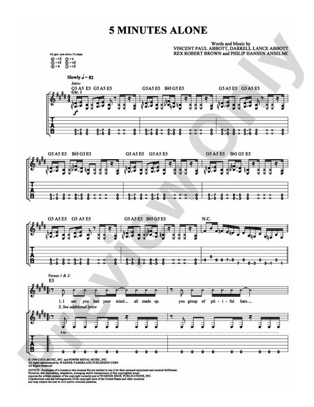 5 Minutes Alone - Guitar TAB (Digital Download)