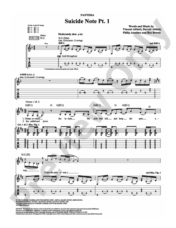 Suicide Note Pt. 1 - Guitar TAB (Digital Download)