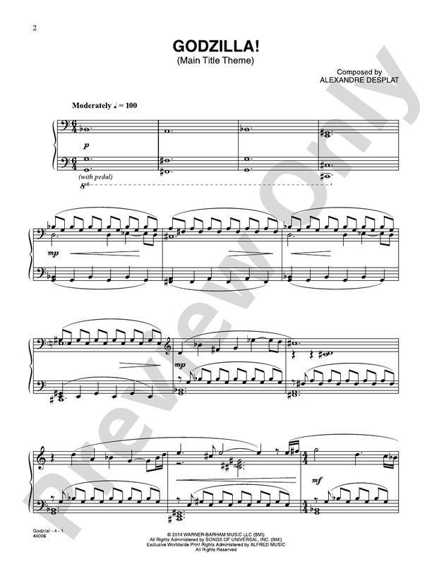 Godzilla! (Main Title Theme) - Piano (Digital Download)