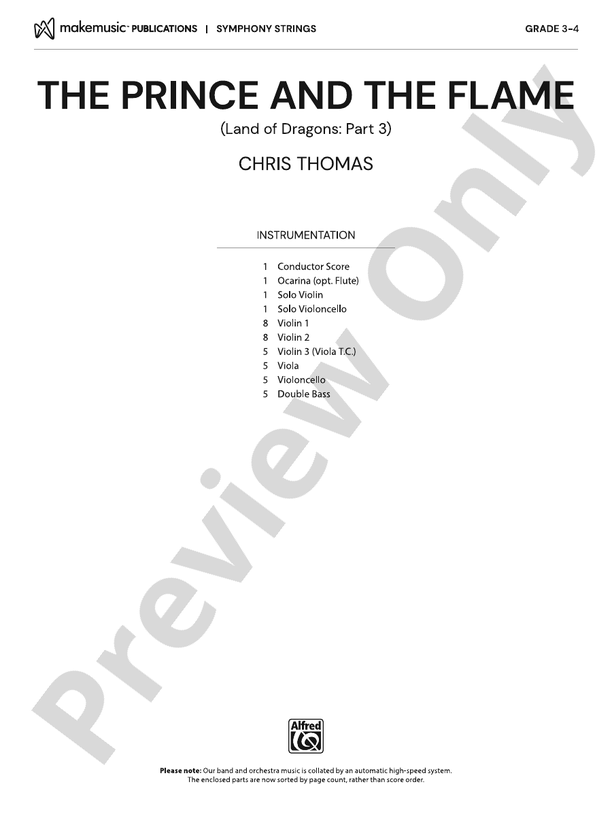 The Prince and the Flame - String Orchestra Conductor Score & Parts (Digital Download)