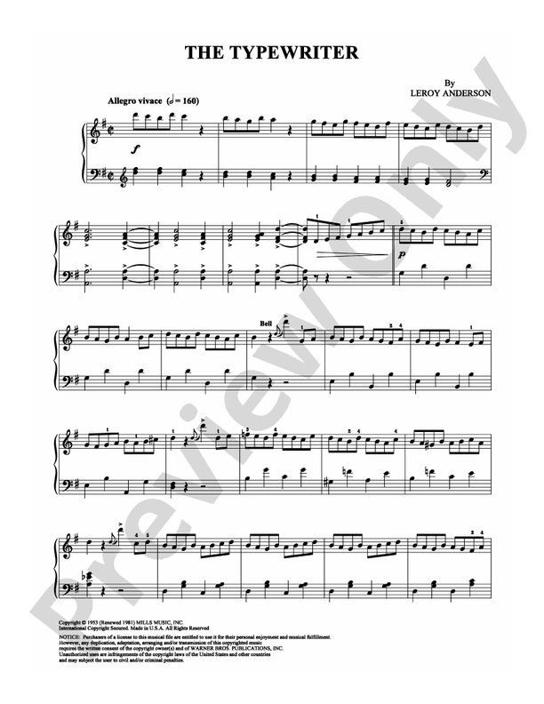 The Typewriter - Piano (Digital Download)