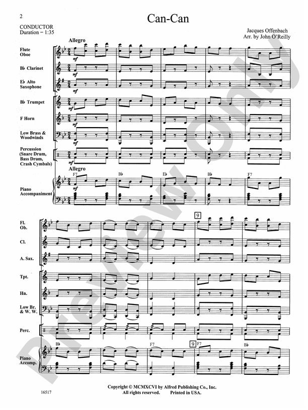 Can-Can - Concert Band Conductor Score & Parts (Digital Download)