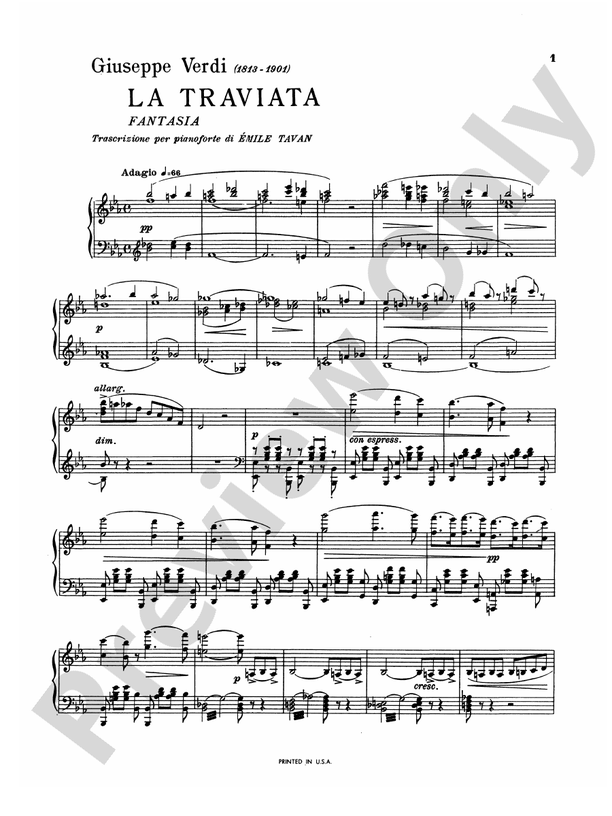 Telemann - Verdi Album of Three Overtures - Piano Solo (Digital Download)