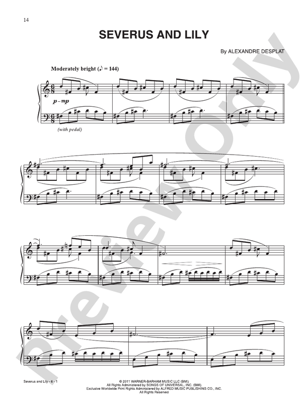 Severus and Lily (from "Harry Potter and the Deathly Hallows Part 2") - Piano (Digital Download)