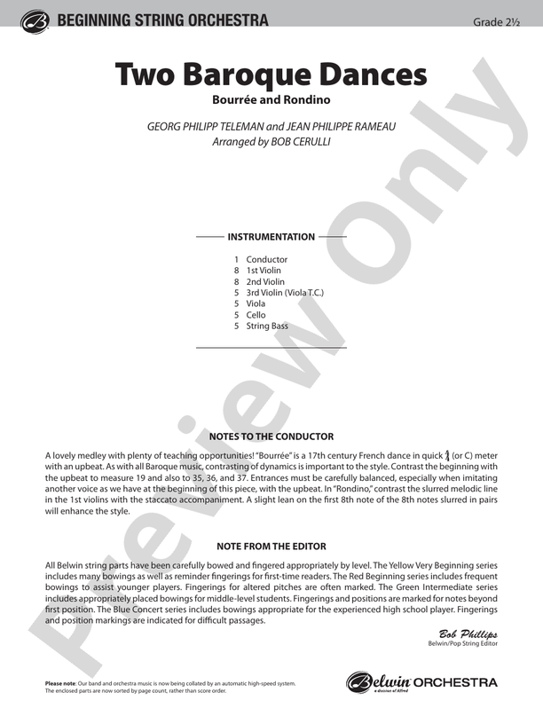 Two Baroque Dances – String Orchestra Conductor Score & Parts (Digital Download)