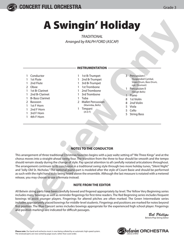 A Swingin' Holiday – Ful Orchestra Conductor Score & Parts (Digital Download)