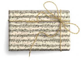 Music Wrapping Paper Creme with Gold Embossed Notes Single Sheet