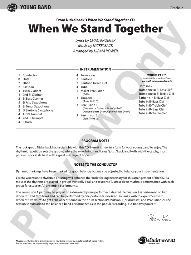 When We Stand Together - Concert Band Conductor Score & Parts (Digital Download)