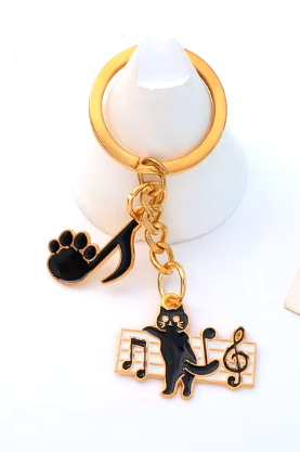 Keyring Cat on Manuscript with Black Paw Note