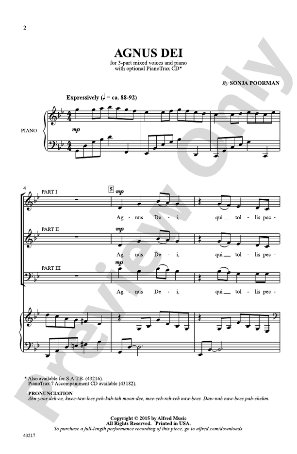 Agnus Dei - 3-Part Mixed Choral Octavo (Digital Download)