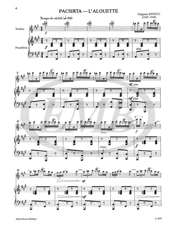 Dinicu - Hora Staccato & Lalouette - Violin/Piano Accompaniment EMB Z2870