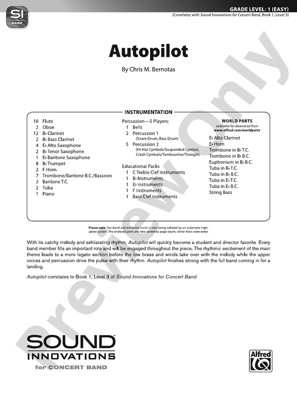 Autopilot - Concert Band Conductor Score & Parts (Digital Download)