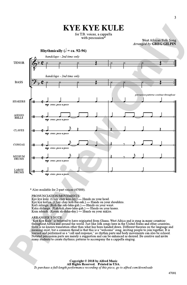 Kye Kye Kule – TB Choral Octavo (Digital Download)
